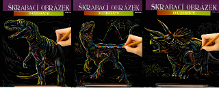 Obrázek z Škrabací obrázek barevný A4 - dino 